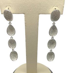 Rhodium over  925 Sterling Silver wtih White Zircon Dangle earrings